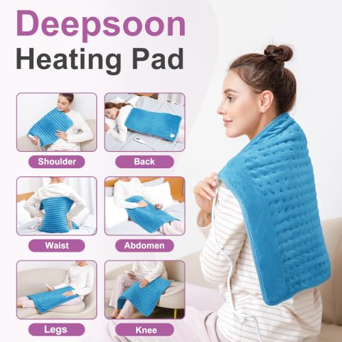 Heating Pad,Electric Heating Pad,Heating Pad for Back (Blue, 24"x20") - color: Blue, size: 24x20 Inch