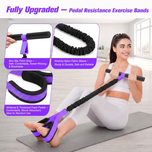 Resistance Bands with Handles,Pedal Resistance Band with Handle - color: 55lbs Purple