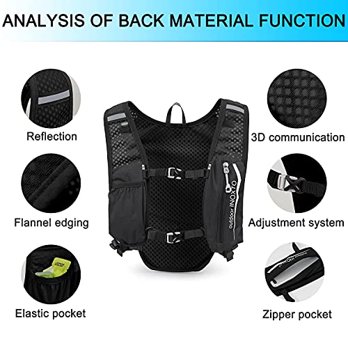 INOXTO Running Hydration Vest Backpack,Lightweight Insulated Pack with 1.5L Water Bladder Bag Daypack for Hiking Trail Running Cycling Race Marathon for Women Men - color: Black