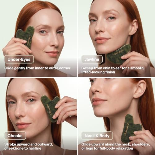 PLANTIFIQUE Jade Gua Sha Facial Tools – Lymphatic Drainage Face Massager - color: Jade, size: 1 Count (Gua Sha)