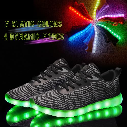 Light Up Shoes for Women Men, LED Sneakers USB Charging Unisex Adult Glow Party Cool Dancing Shoes - color: Black, size: 6.5 Women/5 Men
