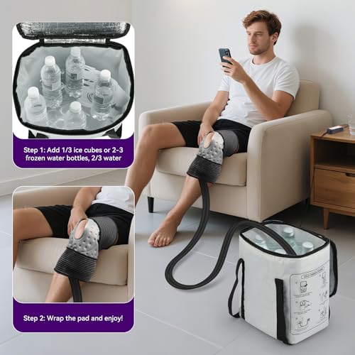 Cold Therapy Machine with 6 Timer Settings & 3 Flow Speeds, Portable Ice Machine for Knee After Surgery – Leak-Resistant Circulating Unit for Knee, Shoulder, Hip, Ankle – Post-Op Pain Relief
