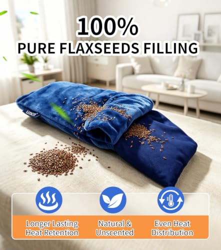 Microwave Heating Pad with Flaxseed, Moist Heat Pack, 13.4 x 7.1 Inch Cordless Warm Compress, Reusable Heat Pad for Back, Muscle Soreness, Menstrual Pain Relief with Machine Washable Cover 1.85lbs
