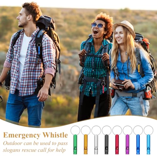 200Pcs Emergency Whistles with Keychains, Aluminum Extra Loud Survival Whistle, Whistle Bulk for Camping Hiking Hunting Boating Training Outdoor Sports, Multicolor - style: 200pcs