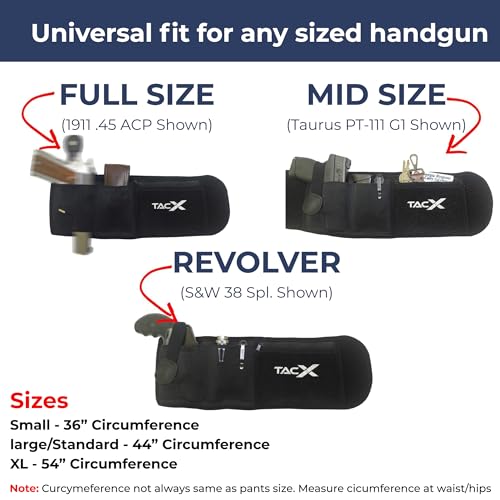 Belly Band Holster for Active Concealed Carry | Universal Design | IWB/OWB Pistol Belt | RFID Blocking Water Proof Zipper Gear Pocket | Spare Mag Pouch | Running, Hiking, Jogging