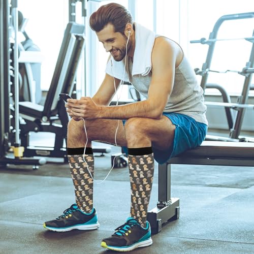 Snowflake Red Christmas Compression Sock for Women Men Funny Support Knee High Socks Running,Nurses,Travel - color: Multicolor