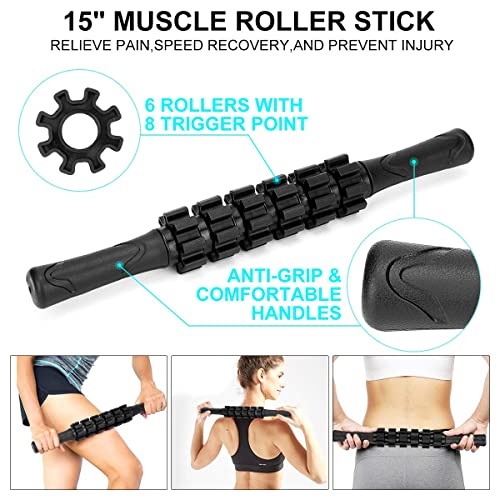 Foam Roller Set - High Density Back Roller, Muscle Roller Stick - color: Black 16.5-inch