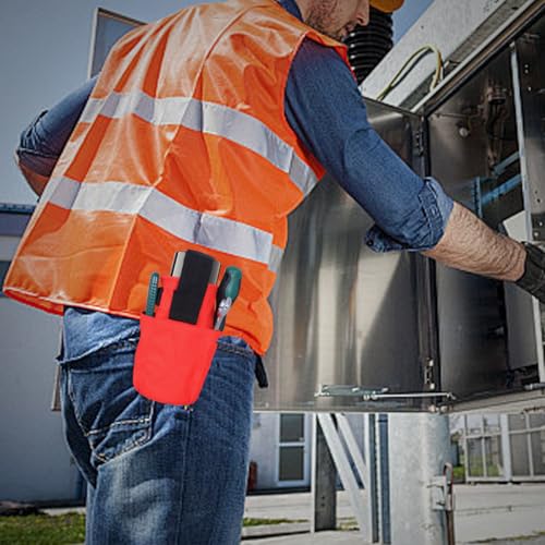 Spray Can Holder, Waterproof Spray Paint Can Holster, Heavy-Duty Spray Bottle Tool Belt Clip with Storage Pockets for Construction, Painting & Land Surveying, Red (Without Zipper)