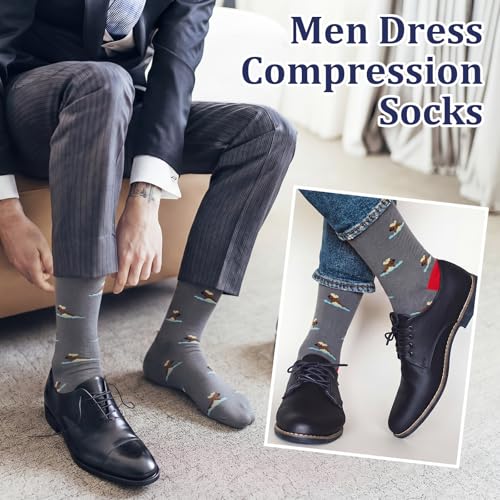 Shyyween 12 Pairs Men Knee High Compression Socks - size: Large, style: Cute Animals