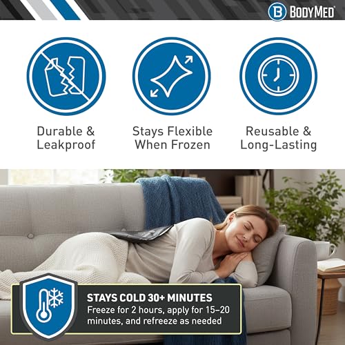 BodyMed Heavy Duty Urethane Ice Pack for Injuries - Reusable Flexible Cold Therapy for Knee, Elbow, Shoulder and Back - Reduces Swelling, Bruising and Sprains - 14 x 12 Inches - size: 14 Inch x 12 Inch (Standard)