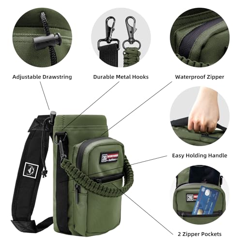 NATURE PIONEOR 26-128 oz Insulated Water Bottle Carrier Holder with Strap - color: Green, size: 18-26oz