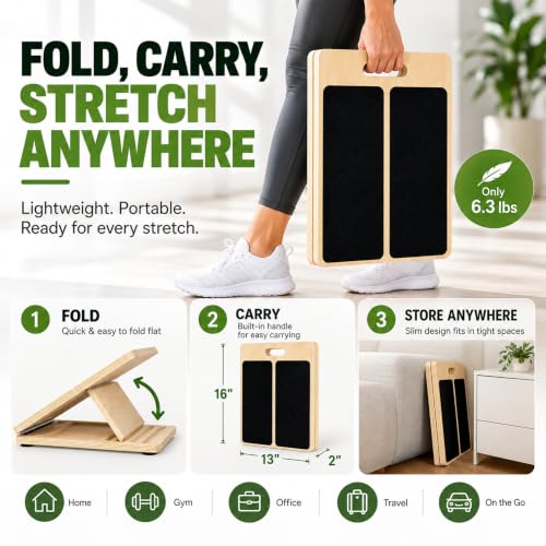 13" Wide Slant Board for Exercise, Calf Stretch Board, 500 lb Capacity - size: Portable Slant Board (16”L × 13”W)