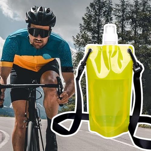 Water Pouch for Running 650ml Leak-Proof Foldable Flask with Strap - color: Yellow