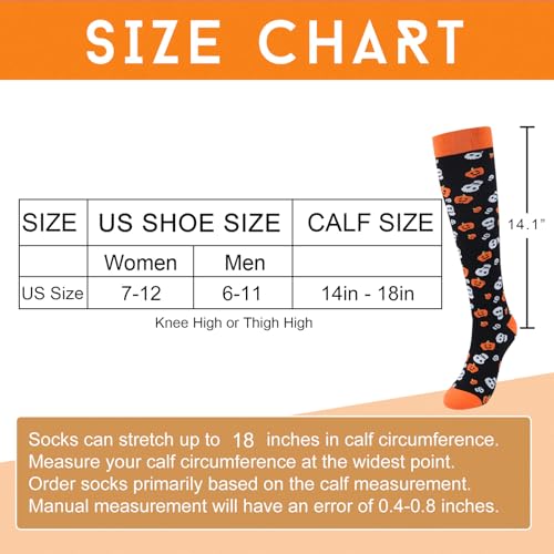 Junely Compression Socks for Women Knee High Socks Funny - color: Halloween02