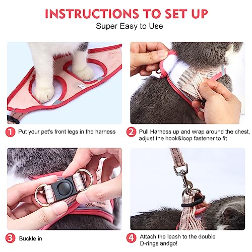 Cat Harness and Leash Set, Soft and Breathable Vest with Reflective Strip, Escape Proof Kitten Harness, Easy to Wear for Cats Walking and Traveling (Red, XS) - color: Red, size: XS (Chest:12''-13'')