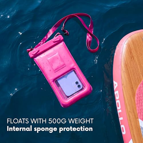 AQUAVAULT Floating Waterproof Phone Pouch, IPX8 Underwater, Large, 2 Pack - color: Blue and Pink