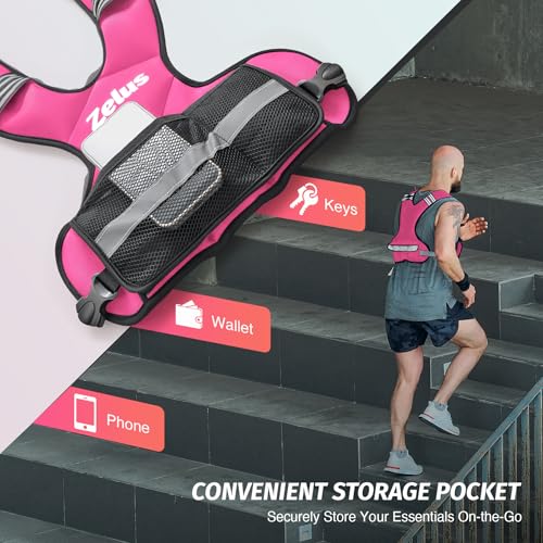 ZELUS Weighted Vest for Men Women,Adjustable 4-32lb Vest, Removable Weights - color: Pink, size: 4-10 lb.