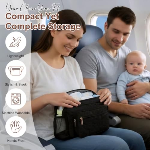 Rexmore Quilted Puffy Diaper Fanny Pack, Crossbody Mom Purse,Textured Black - color: Textured Black