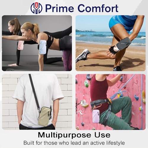 Cell Phone Armbands Running Phone Holder Armband, Phone Holder for Walking, Shoulder Holster Phone Purse Crossbody Bag Phone Pouch (Khaki) - color: Khaki