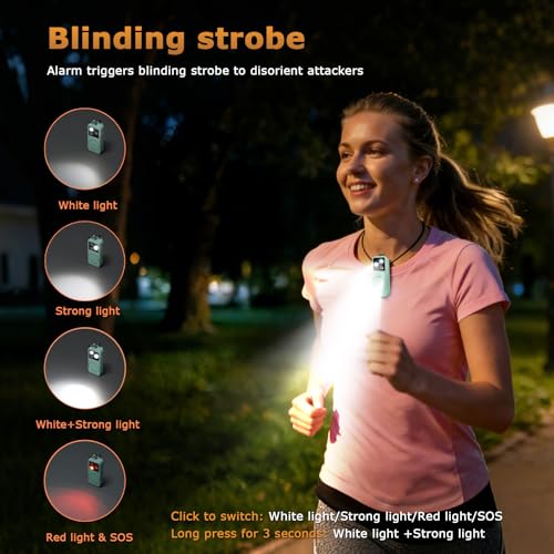 Personal Safety Alarm for Women, Rechargeable 150dB Keychain Alarm with Strobe Light and Pull Pin, Emergency Alarm for College Students, Travel, Walking, Campus Safety and Gift Giving - color: Cyan