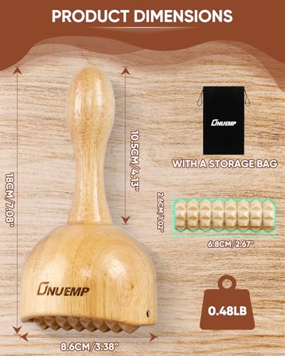 ONUEMP Wooden Lymphatic Drainage Body Sculpt Cup with Guasha Fascia Roller - size: Cup