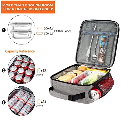 ZM-YOUTOO Lunch Box for Men - Reusable Lunch Bag Men Adult Women- Insulated Small LunchBox (Light Gray) - color: Light Gray