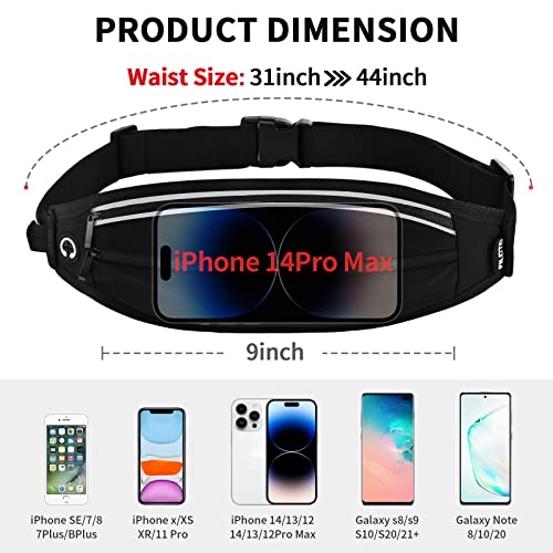Running Belt Fanny Pack, Running Waist Pack for Women & Men USA Patented Hands-Free Reflective Runner Pouch Belt Fitness Workout Bag No-Bounce Adjustable Sport Travel Fanny Pack Cell (Black) - color: Black