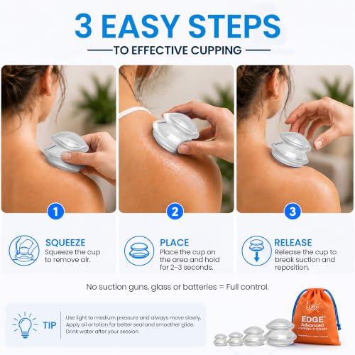 Silicone Cupping Set, Cupping Kit for Massage Therapy and Cellulite, 4 Cups - color: Clear, size: 8 Count