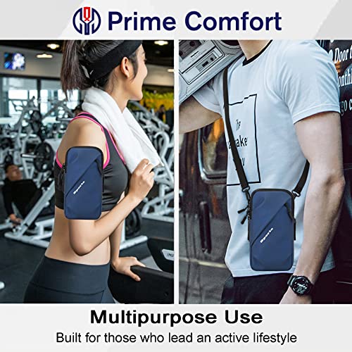 Phone Holder Arm Bands, Small Crossbody Shoulder Holsters Bag with Arm Band, Fits iPhone and All Cell Phones, Use for Running, Walking, Hiking & Biking (Plus Size,Blue) - color: Blue