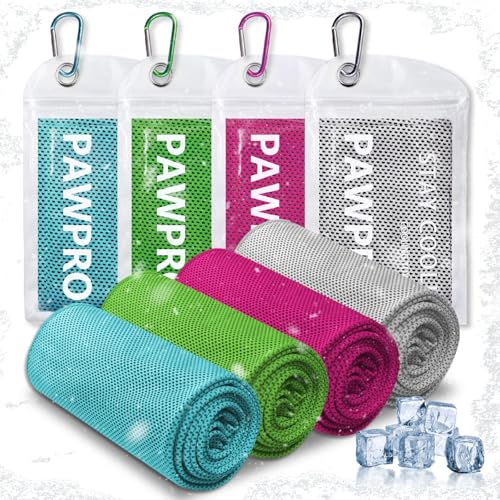 4 Pack Cooling Towels, Soft Breathable Cooling Towels for Neck and Face - color: Lake Blue/Grey/Pink/Green