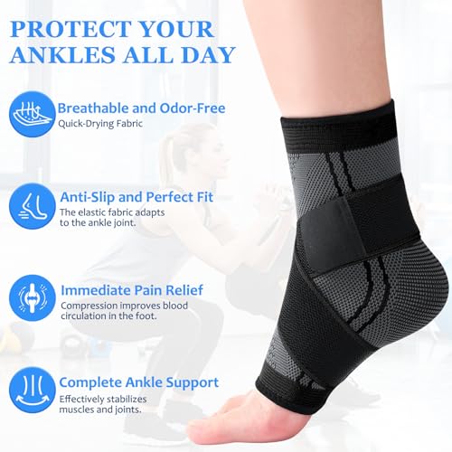 Youth Ankle Support Sleeve with Arch Support, Heel & Growth Plate Stabilizer Sleeve, Breathable Compression Brace for Sports Activities (Black, M) - size: M