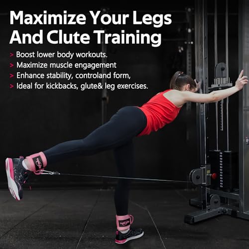 Ankle Straps for Cable Machines, Leg Straps for Glute Kick Back Accessories - color: Pink