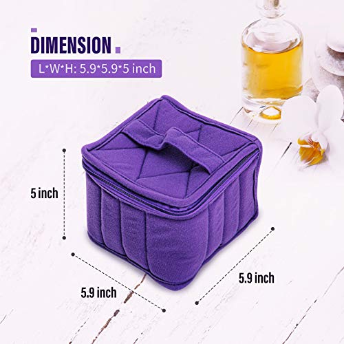Weljoy Essential Oil Case 13 Bottle Organizer for 30ml 50ml 100ml 115ml 8oz, Travel Bag with Adjustable Dividers Foam Padded for Aromatherapy Roller Dropper Bottles (Purple, 5.9x5.9x5 in) - color: Purple