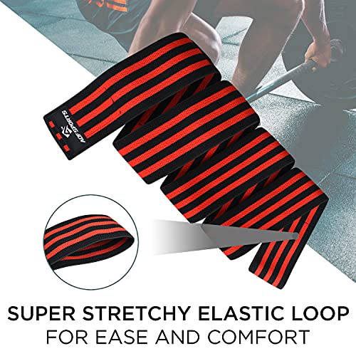 AQF Knee Wraps for Weightlifting Bandage - 78" IPL & USPA Approved (Pair) - color: Blk & Red