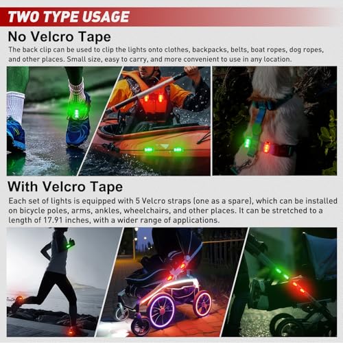 Nilight LED Safety Light 4PCS Red Green Marine Navigation Bike Tail Lights - color: 3LED Safety Light-Red Green