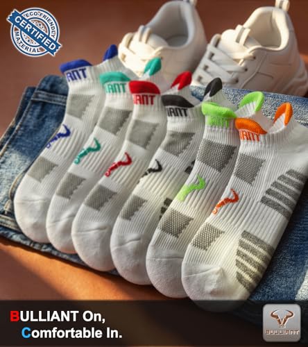 BULLIANT Men Cushioned Compression Nylon Ankle Running Socks No Show 6Pack - color: 6pairs-creamy White8626, size: 10-12