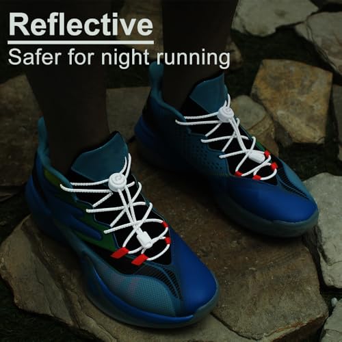 RJ-Sport Tieless Elastic Shoe Laces for Adults and Kids - color: Number 004 - White Reflective