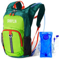 Shinylin Kids Hydration Backpack with 1.5L Water Bladder Hiking Backpack Lightweight for Boys or Girls Children Biking Climbing Running Cycling - color: Fluorescent Green, style: Classic