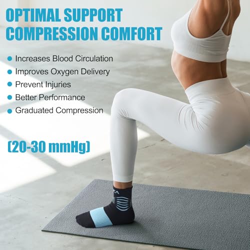 NEENCA Professional Compression Socks for Women Men Circulation, 20-30 mmHg - color: Black Blue, size: Medium