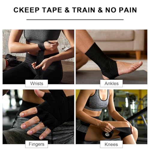 CKeep Athletic Tape, Original Cotton Waterproof Sports Tape 1 Roll, Black - size: 1 Roll