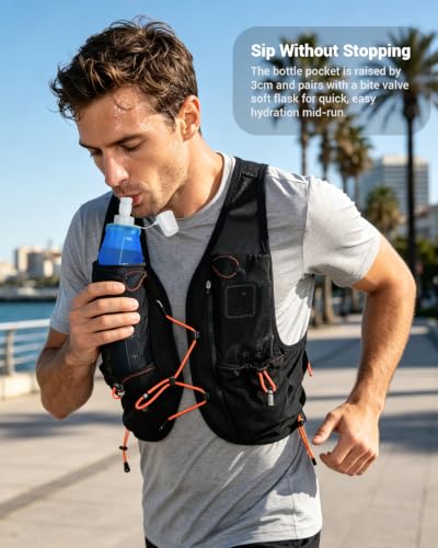 Running Vest for Women Men Hydration Vest with 500ml Flask - size: M-L (36-46 in)