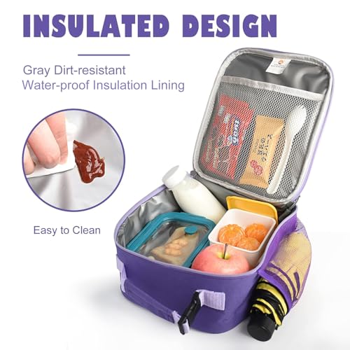 CaCTOUR Lunch Box Kids,Premium Insulated Lunch Bag for Girls Boys Teen Women,Soft Bag Mini Cooler Back to School Thermal Reusable Lunch Bag for Work School Picnic (Purple) - color: Purple