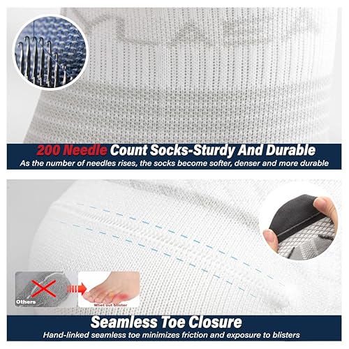 Hylaea Compression Ankle Socks for Running Athletic, Moisture Wicking - color: White 6 Pairs, size: Small