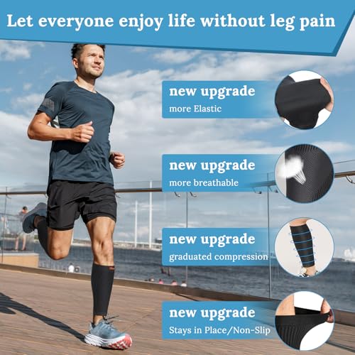 Flat Knit Calf Compression Sleeves for Men & Women, Shin Splint Relief