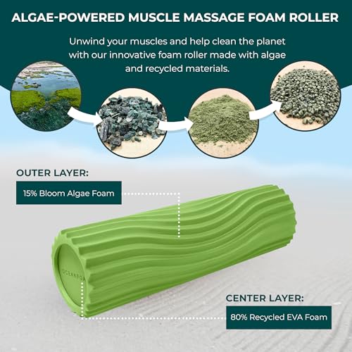 Oceanfoam Tidal Roller - Massage Foam Roller for Exercise (Algae Green) - color: Algae Green