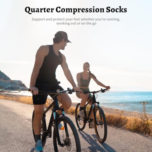 Compression Running Ankle Socks Men & Women 6 Pairs Quarter Cycling Socks - color: Black, size: Small-Medium