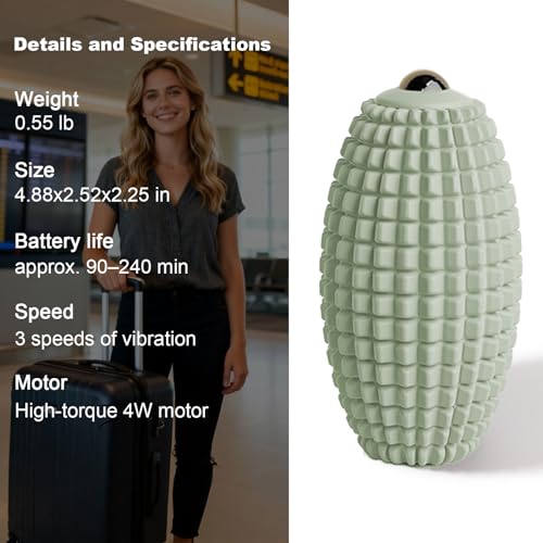 HODEMI Vibrating Massage Ball with Magnetic Rolling Head, Handheld High-Frequency Vibration Massager, 3 Speed Levels, Rechargeable Silicone Massage Roller for Gym, Office, and Travel Use (Green) - color: Green