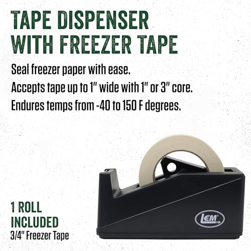LEM Products Freezer Tape Dispenser with Tape, Great for Food Storage
