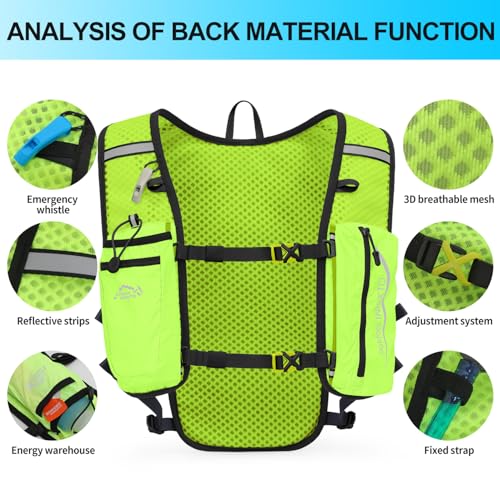 INOXTO Running Hydration Vest Backpack,Lightweight Insulated Pack with 1.5L Water Bladder Bag Daypack for Hiking Trail Running Cycling Race Marathon for Women Men - color: Green spots
