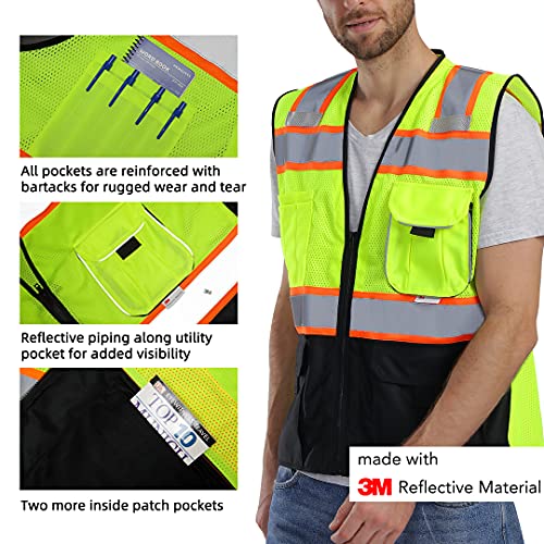 Dib Safety Reflective Safety Vest Made with 3M Tape, Yellow and Black M - color: Yellow & Black, size: Medium
